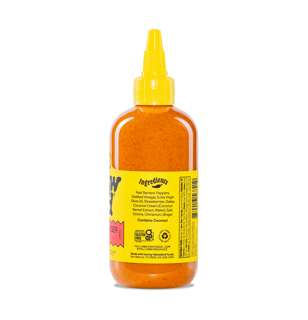 Yellowbird Strawberry Ginger Hot Sauce 9.8 oz. ingredients