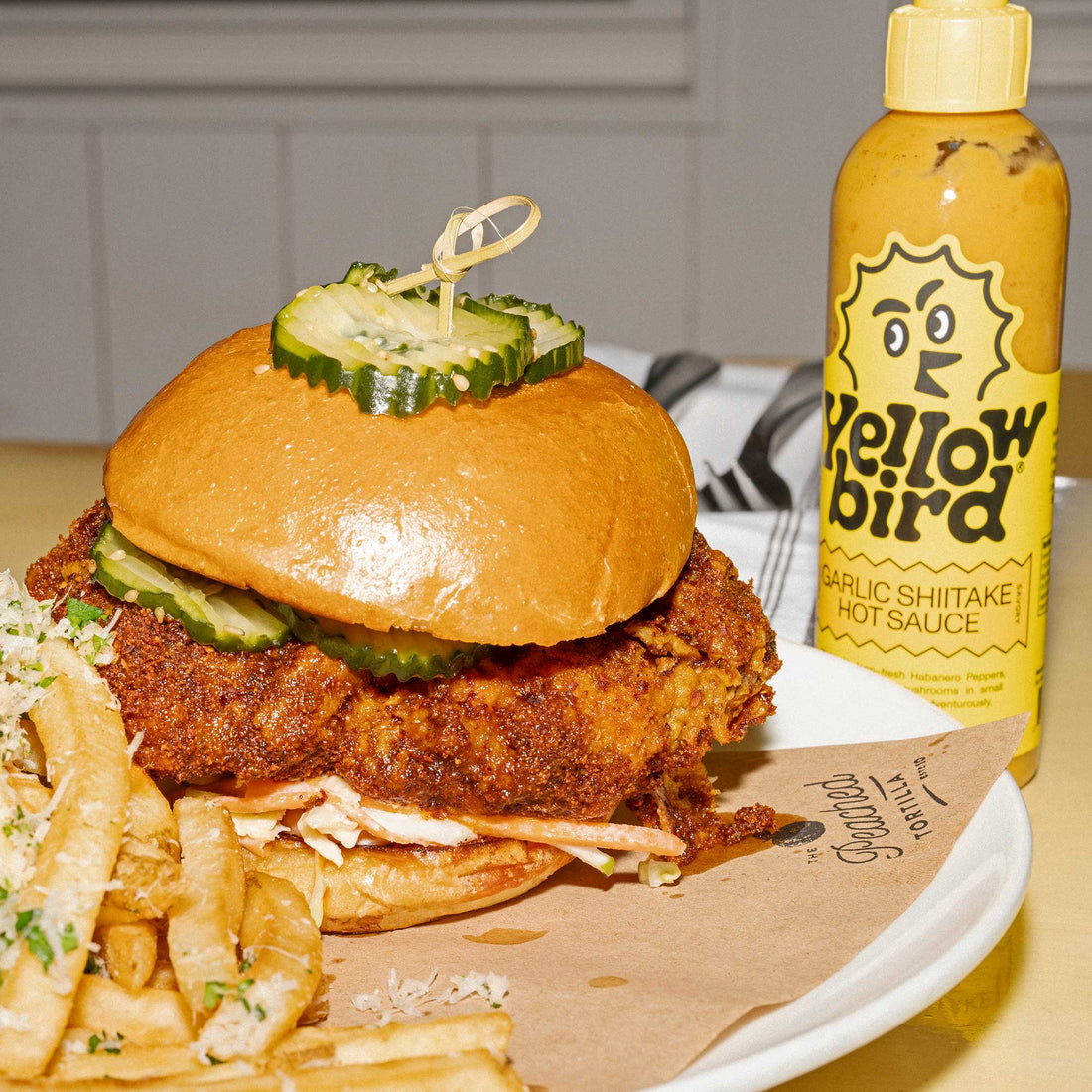 Garlic Shiitake Fried Chicken Sandwich