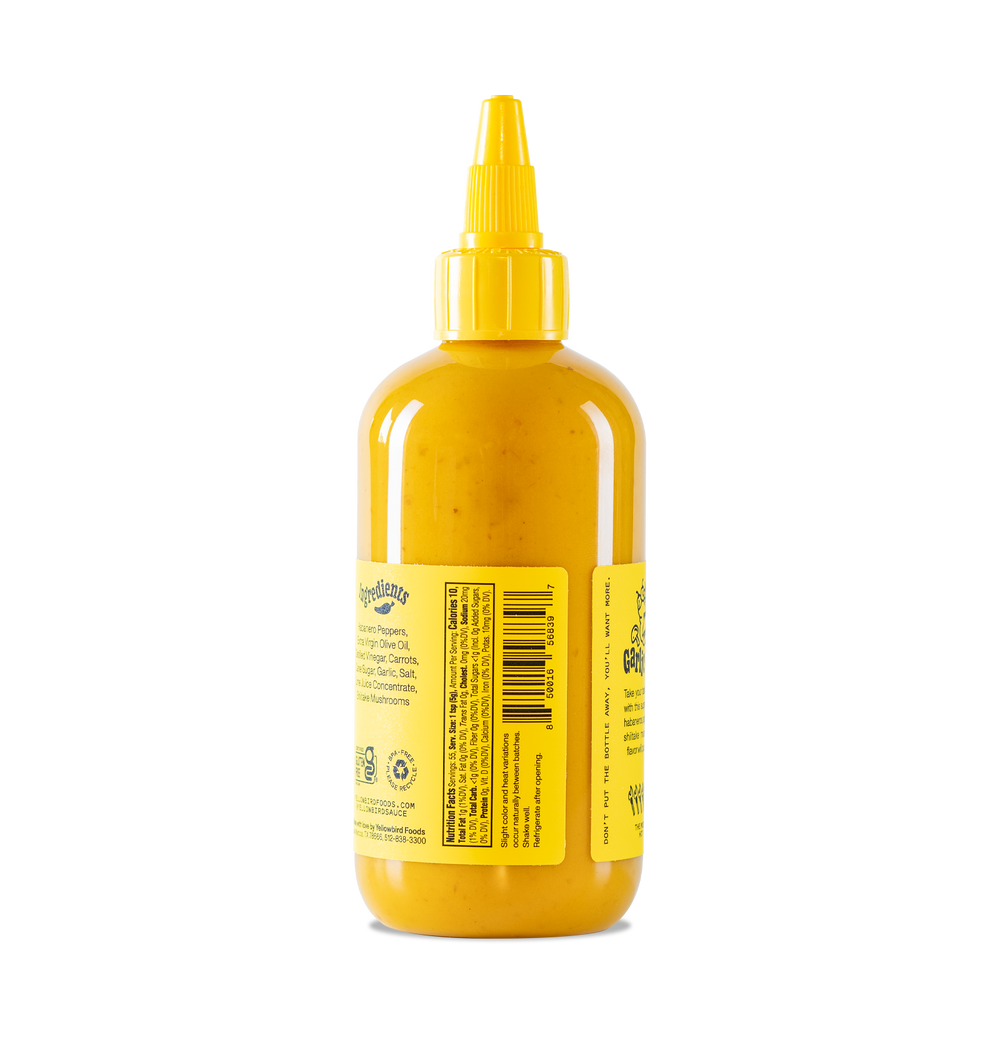 Yellowbird Small Batch Garlic Shiitake Hot Sauce 9.8 oz. nutrition panel