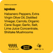 Yellowbird Garlic Shiitake Hot Sauce Ingredients