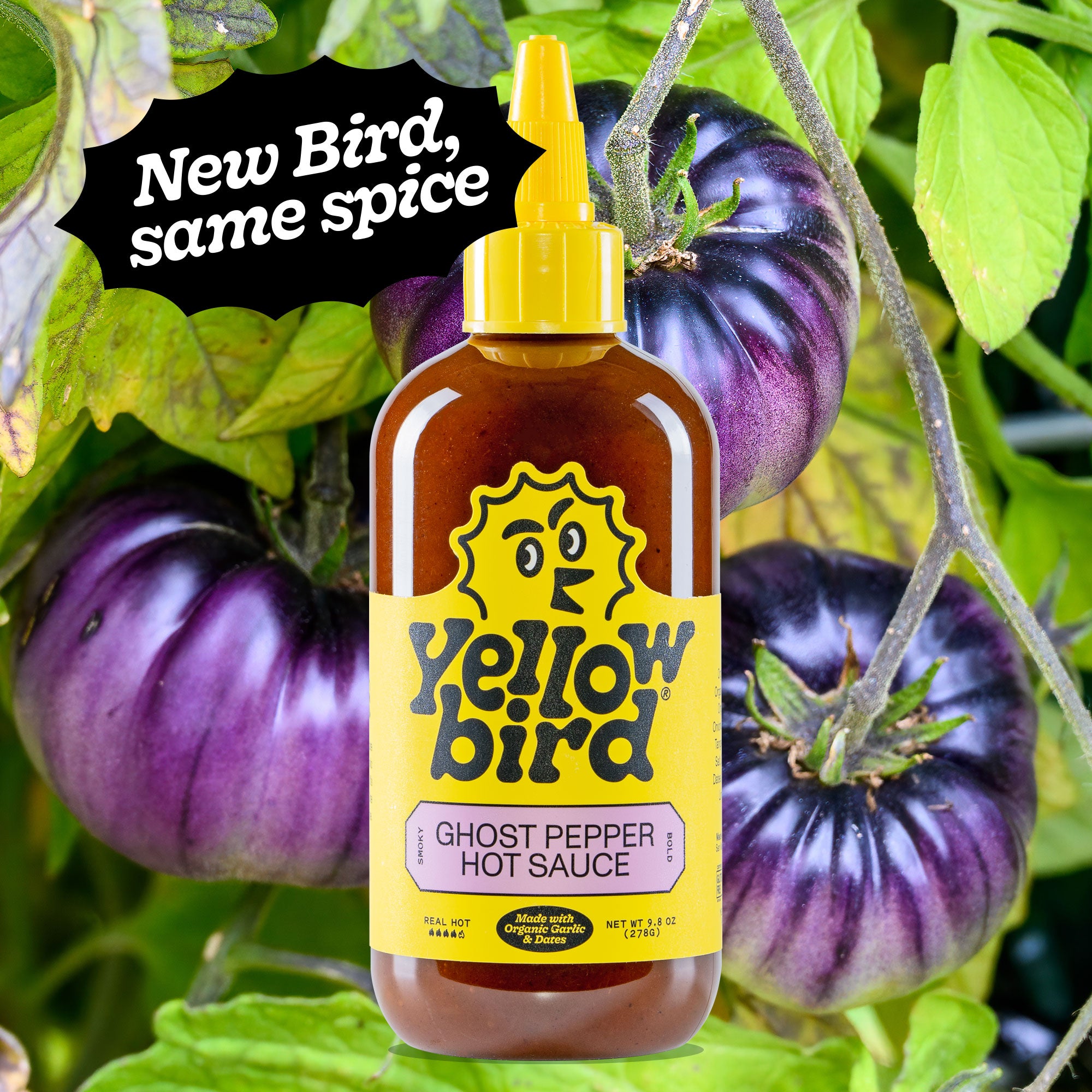 Yellowbird Organic Ghost Pepper Hot Sauce 9.8 oz. with ingredients
